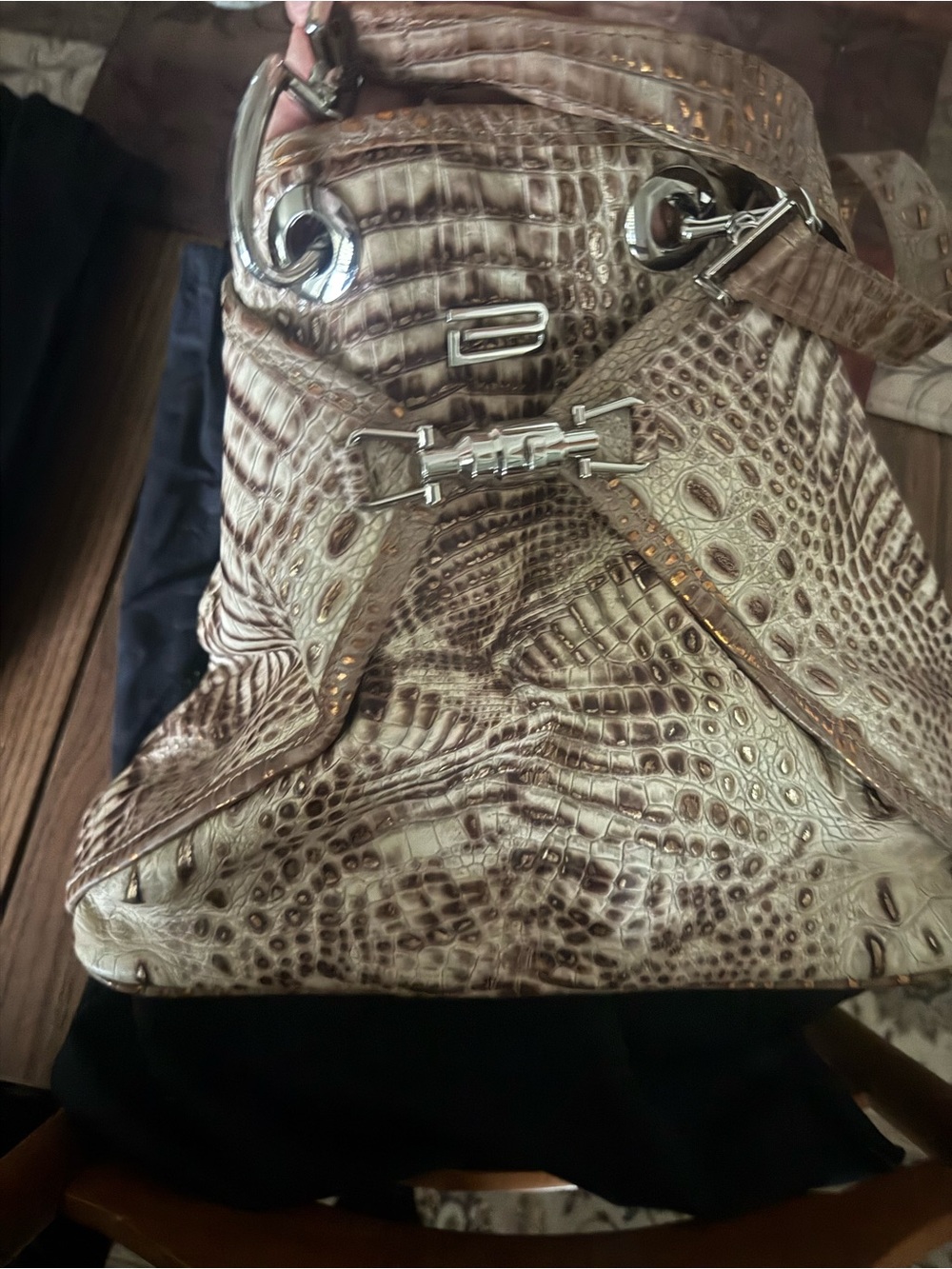 B Swanky Elevated python Skin Tote Bag in Taupe